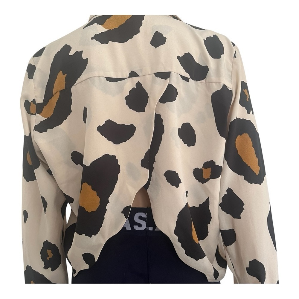 GB boxy cropped lightly spotted leopard print detail back long sleeves XL - Picture 8 of 13